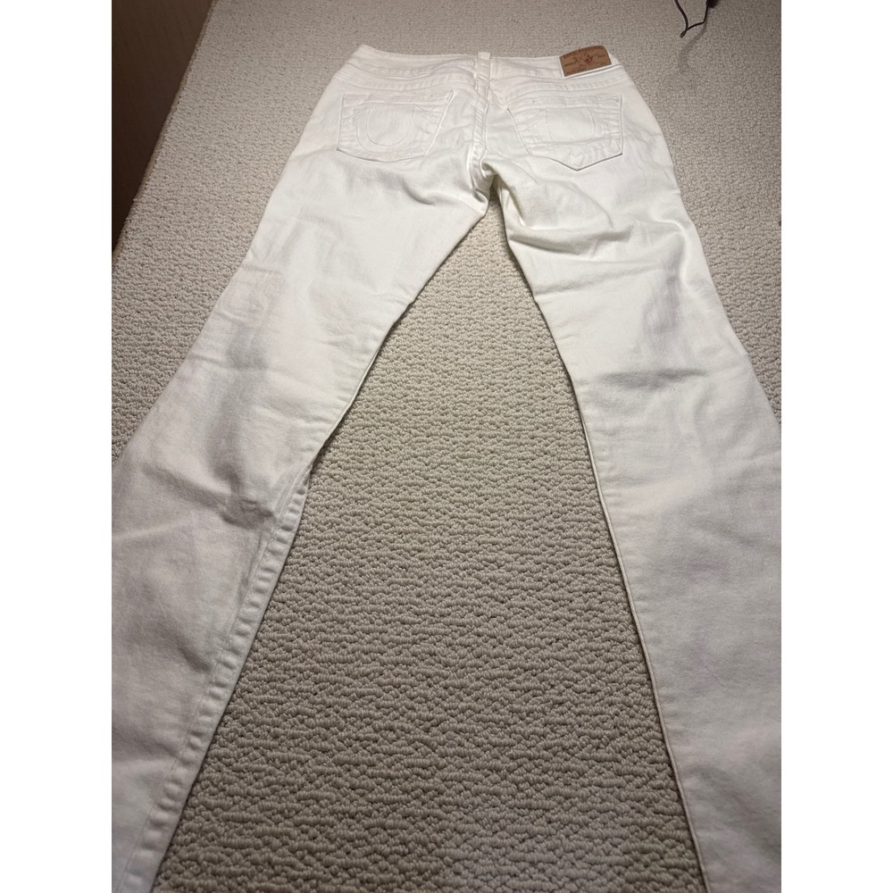 True Religion Johnny Jeans Womens 30 White Distressed Straight Leg USA - Picture 8 of 10